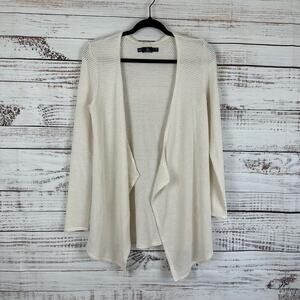 Womens Volcom Off White Waffle Knit Open Front Cardigan Casual School Size S